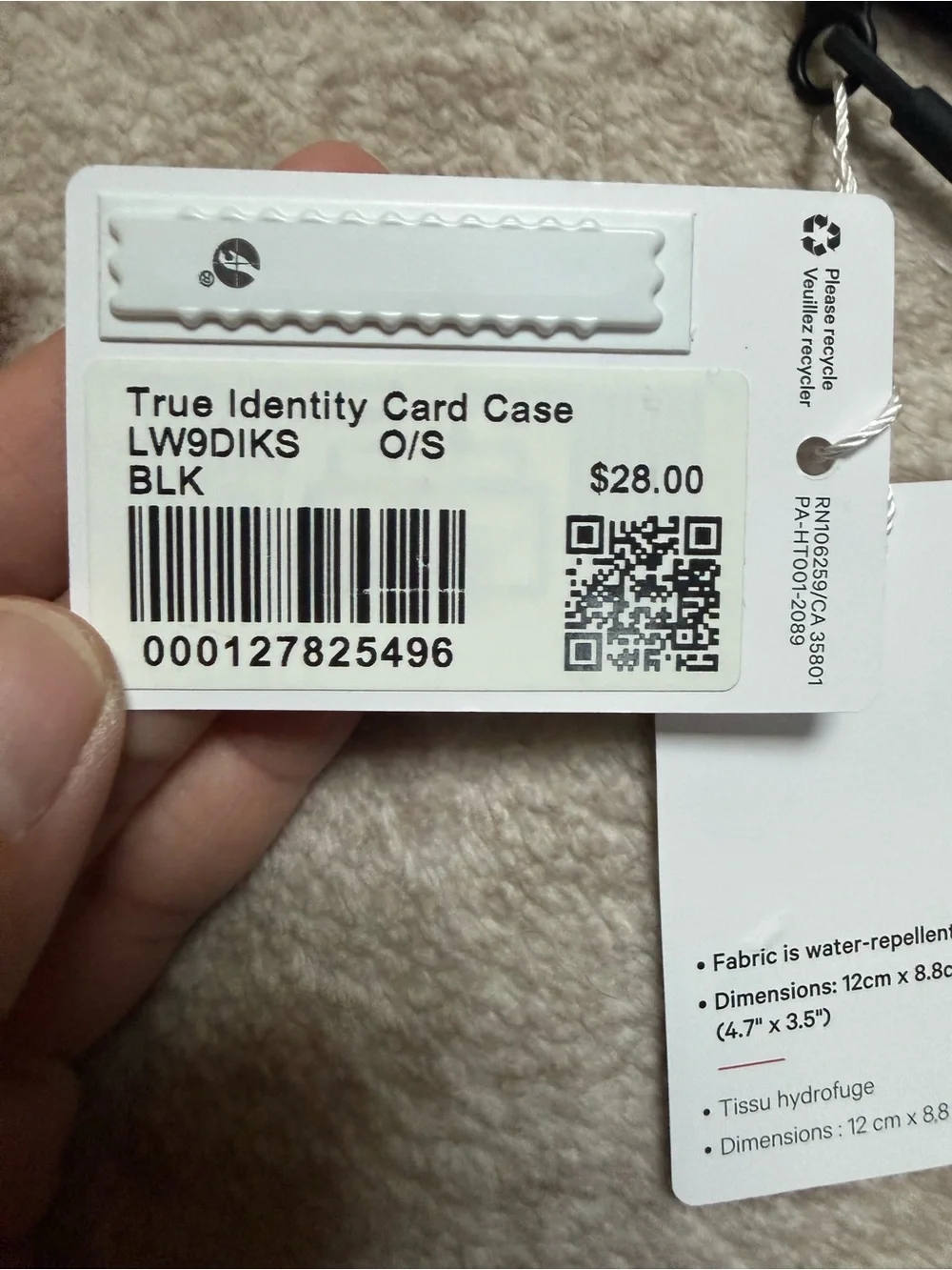 NWT Lululemon Black True Identity Card Case Wallet
